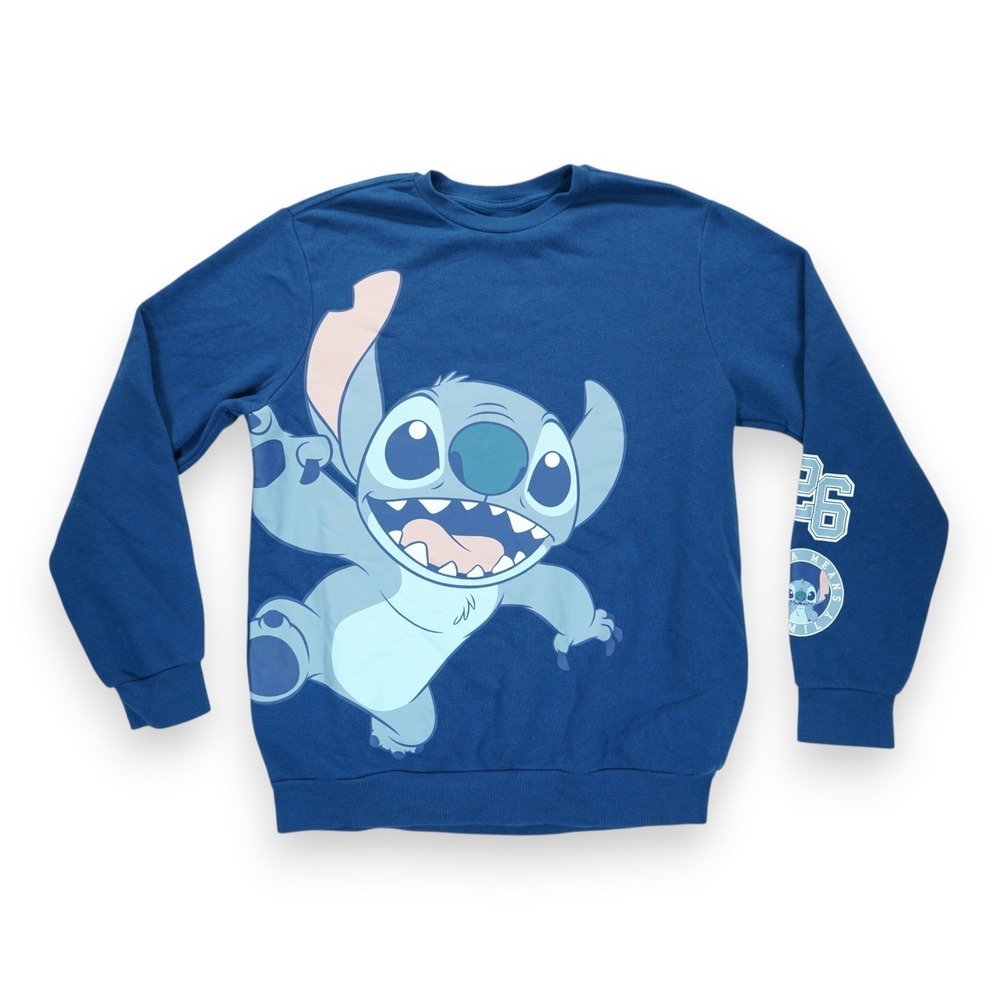 Disney Lilo And Stitch Pullover Sweatshirt Crewneck Blue Size Large